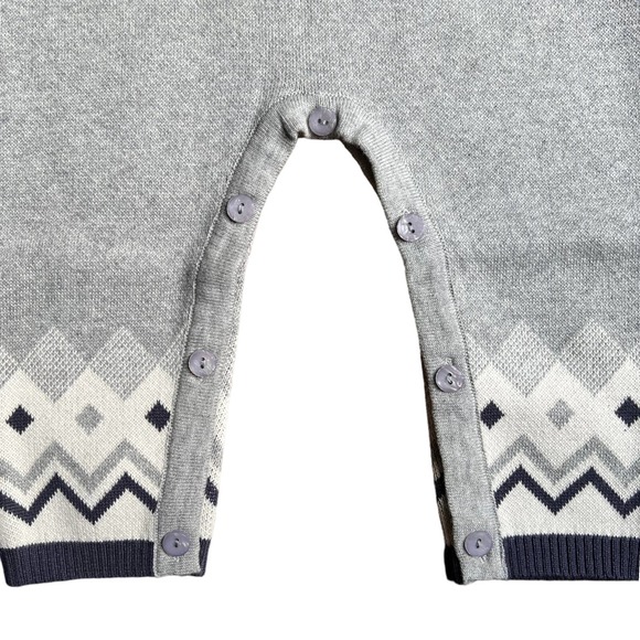 NWOT Baby Knitted Cotton Fair Isle Sweater One Piece Romper 9-12 Mos - Picture 6 of 7